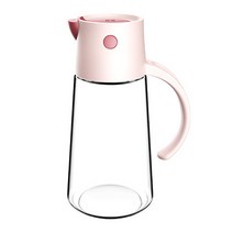 Haoke 자동 개폐 유리 오일 냄비 주방 Leakproof 오일 탱크 조미료 병 식초 병 오일 병 공장 직접 판매, 550Ml-Card 핑크
