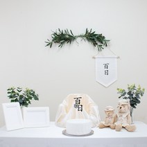 백일상차림 셀프백일상 아기백일상 100일상 올리브 월배너 심플 상차림 세트, 숫자모음