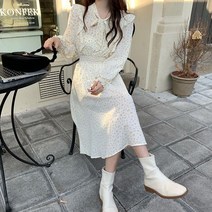 [Ef12] 잔잔한 플라워 패턴 화사한 원피스 소매 허리 밴딩_ 02128EA