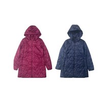 코오롱스포츠 여성 기본형 중기장 패딩 자켓 네이비 플럼 중기장 후드 탈부착 퀼팅 점퍼 JKJJX19902 NNA PLU