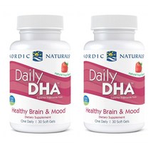 노르딕내추럴스 Nordic 데일리 DHA 830mg 영양제 2통 딸기맛 60개 알약, 30정, 2병