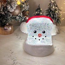 얼음나라 눈사람 워터볼 오르골 스노우볼 크리스마스조명 크리스마스 워터볼 LED, 사각귀마개눈사람