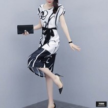 가바바 여성 빅사이즈 원피스 매력있는 패턴 롱 오피스 롱원피스 G52511