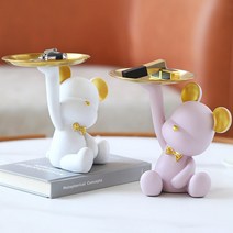 비오디 한손 번쩍 테디베어 트레이 차키 보관함, 곰돌이 분홍색