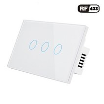 해외 벽 터치 스위치 조명 스위치 강화 유리 패널 RF433 무선 원격 제어 미국 표준 110V 240V 1갱 홈, 3gang 화이트, 110V  240V