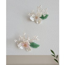 자개꽃 머리핀 여아 유아 아동 여자 애기 한복 머리띠 헤어핀 장신구 배씨 댕기 헤어밴드