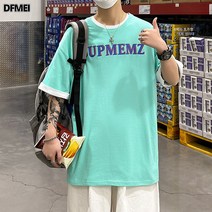 DFMEI 반팔 티셔츠 남 루즈핏 레터링 반팔 탑입니다