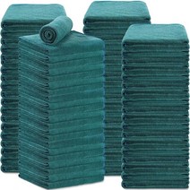 Newwiee 72팩 표백제 방지 타월 벌크 살롱 헤어 극세사 타월 45.7 x 76.2cm(18 x 30인치) 드라이 보풀 없는 헤어 드라이어 살롱 타월 핸드 타월 헤어 체육관, Green