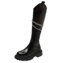 어그부츠플랫폼 Boots Female Black Motorcycle Platform Knee High Women Leather Long Chunky Ytmtloy Botines D