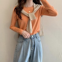 긴소매 상의 이너 셔츠 여성 머메이드한 스윗 디자인감각 코디 가을 캔디 색 위 옷 762143758