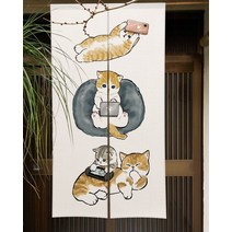 커튼 블라인드 다이소커튼 재미 있고 귀여운 고양이 식당 장식 파티션 드레이프 주방 입구 걸이형 하프 세트, 65x90cm, 17 CTS00756