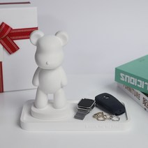 [코하드블랑] 규조토 오브제 베어 곰 트레이 보관함 / 차키 악세사리 인테리어 소품, 화이트