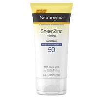 [미국] 뉴트로지나 Neutrogena 시어 아연 산화물 드라이 터치 선스크린 로션 광범위한 스펙트럼 SPF 50 방수 저자극성 및 기름기 없는 미네랄 자외선 차단제 3 fl. o