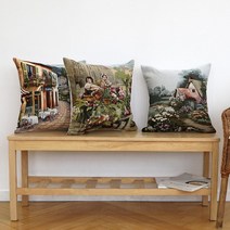 [더와이] 명화 쿠션 방석 터키 고급 엔틱 인테리어 소품