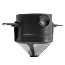 커피 필터 휴대용 스테인레스 스틸 드립 커피 차 홀더 깔때기 바구니 재사용 가능한 차 주입기 및 스탠드 컵 커피 드립퍼, 검은색 홀더 포함