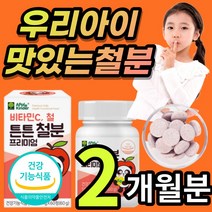 맛있는 신생아 돌아기 어린이 6개월 아기 아동 유아 키즈 키즈 코피 빈혈 철 철분 철분제 비헴철 비햄철 츄어블, 1개, 2개월/60정x1개+사은품