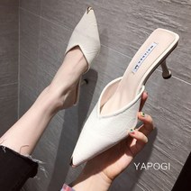 YAPOGI 여성 폐쇄 발가락 슬리퍼 패션 모든 일치 지적 발가락 뒤꿈치 두꺼운 뒤꿈치 슬리퍼 새로운 YAPOGI