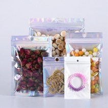 (100P)전면투명 화이트 은박 홀로그램 지퍼백, -, -