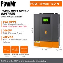 태양광인버터 PowMr 하이브리드 태양광 인버터 충전기 3KW 24V 230VAC 출력 PV 450VDC MPPT 80A 태양광 충전 컨트롤러 리튬 배터리용, 4.1.6KW 24V - With Wifi-220-24