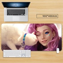 마우스 장패드 롤 리그 오브 레전드 KDA아리 큐티 캐릭터 게임 대형 마우스패드 게이밍 패드 피시 게임 굿즈, 색상-12, 80*30cm