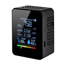 이산화탄소측정기 실내공기질관리법 5 인 1 디지털 대기질 모니터 CO2 측정기 TVOC HCHO 검출기 온도 습도 테스터, 1 PC 5 IN 1 Black