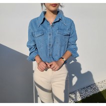 BANHANY 립트 베이직 데일리 루즈핏 기본 포켓 데님 셔츠 남방