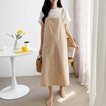 토프 루즈핏 멜빵 뷔스티에 면 린넨 롱 원피스
