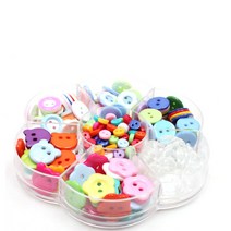 레진 컬러 버튼 세트 220알 한박스 플라스틱 플라워 버튼 크리에이티브 DIY 소재 가방 캐릭터 버튼, 박스규격:10CM*18CM