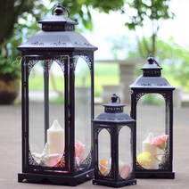 Candl 철 꽃병 촛불 야외 스탠드 Candels 홀더 정원 대형 크리스마스 룸 살롱 블랙 양초 테이블, Black 24X24X70CM