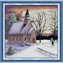 십자수 자수 만들기 diy joy sunday 키트 겨울 풍경 패턴 키트 aida 14ct 11ct 캔버스 인쇄 바늘과 실, 11ct 인쇄