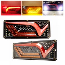 2pc 24V 다이나믹 LED 트럭 테일 라이트 턴 시그널 리어 브레이크 리버스 램프 트레일러 캠퍼 캐러밴 밴 등