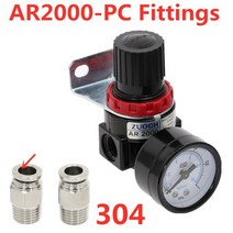 미니 에어콤프레셔 AR2000 1/4 quot나사 BSP 공압 공기 압축기 압력 조절기 감소 밸브 4MM-16MM 커넥터 피팅 EU, AR2000-304-PC, 14MM