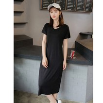 일자원피스 휴가지 여름 하객 반팔 20대 블랙롱원피스 얌전한 일자원피스