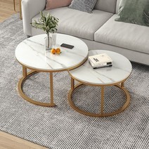 세라믹 커피 테이블 거실 대리석 라운드 소파 사이드, 70cm 블랙골드