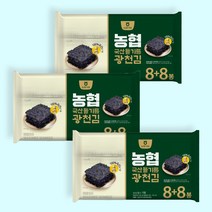 농협 국산 들기름 광천김 4g 16봉(8+8) 맛있는 바삭한 재래김, 3세트(4gx48봉)