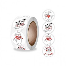 라온스티커 러브리한 강아지 고양이 스티커[609] 대용량500pcs 다꾸 답례품 감사스티커, 단품, 단품
