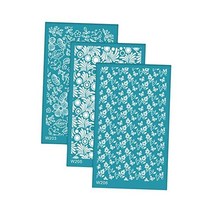 Simhoa 3x 실크 스크린 스텐실 폴리머 클레이 도구 용 재사용 가능한 인쇄 키트 귀걸이 장식용 DIY 공예 C