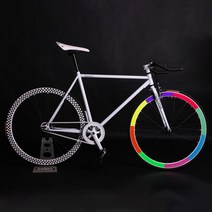 픽시 자전거 가벼운 Fixie 고정 기어 52cm 사이클링 시티 스틸 프레임 마그네슘 합금 휠 단일 속도, 48cm165cm-170cm, 흰색 2