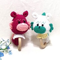 [완제품]손뜨개 용 딸랑이 아기 장난감, 블루, (용 메인컬러)핫핑크, 1개