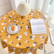 원형쇼파테이블 신선한 바람 방수 식탁보 내유성 워시 프리 꽃 그물 빨간색 책상 천 커피 매트, 2.2