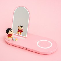 짱구 고속 멀티 휴대폰 무선충전기 아이폰 갤럭시 에어팟 버즈, 핑크, 1개