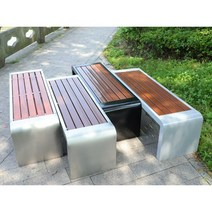 스테인리스 벤치 공원벤치 야외벤치 정원벤치, 200x40x45아연도금밝은회색+플라스틱나무