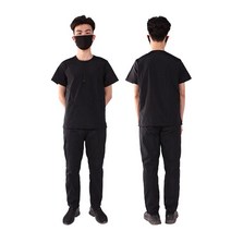 애견미용가운 빅사이즈 미용사복 애견샵 동물병원 수의사 털 안붙는 유니폼, XL, 7 짧은 지퍼 블랙 미드 슬리브