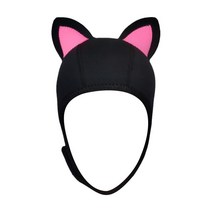 고양이 귀 스쿠버 다이빙 후드 모자 여성용 열 서핑 후드 에어 벤트가있는 수상 스포츠 액세서리 Stretchable Head, 핑크이어 S, 네오프렌