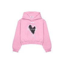 MSGM [MSGM] 여아 하트 모티프 크롭 후드 스웨트셔츠 핑크 KMG26GRSW007PI