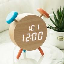 플라이토 우드 벨클락 LED 탁상시계 디지털 전자 알람시계 인테리어 무소음 건전지