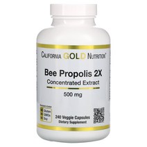 California Gold Nutrition 꿀벌 프로폴리스 2X 농축 추출물 500mg 베지 캡슐 240정