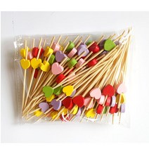 과일꼬지 꼬치 이쑤시개 핑거푸드 스틱 포크 파티, 9cm 빨간손가락끈 100개