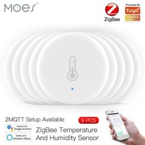 스마트 MOES 투야 스마트 지그비 3.0 온도 및 습도 센서 배터리 구동 보안 라이프 앱 알렉사, 09 9 pcs