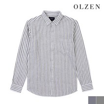 올젠 올젠 베이직 린넨 혼방 스트라이프 셔츠 (ZPA2WC1502)